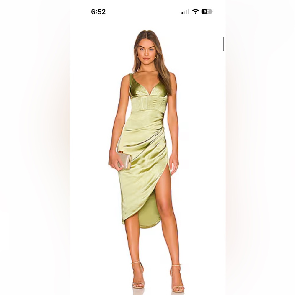 Elliatt Satin Asymmetrical Corset Lime Green Dress